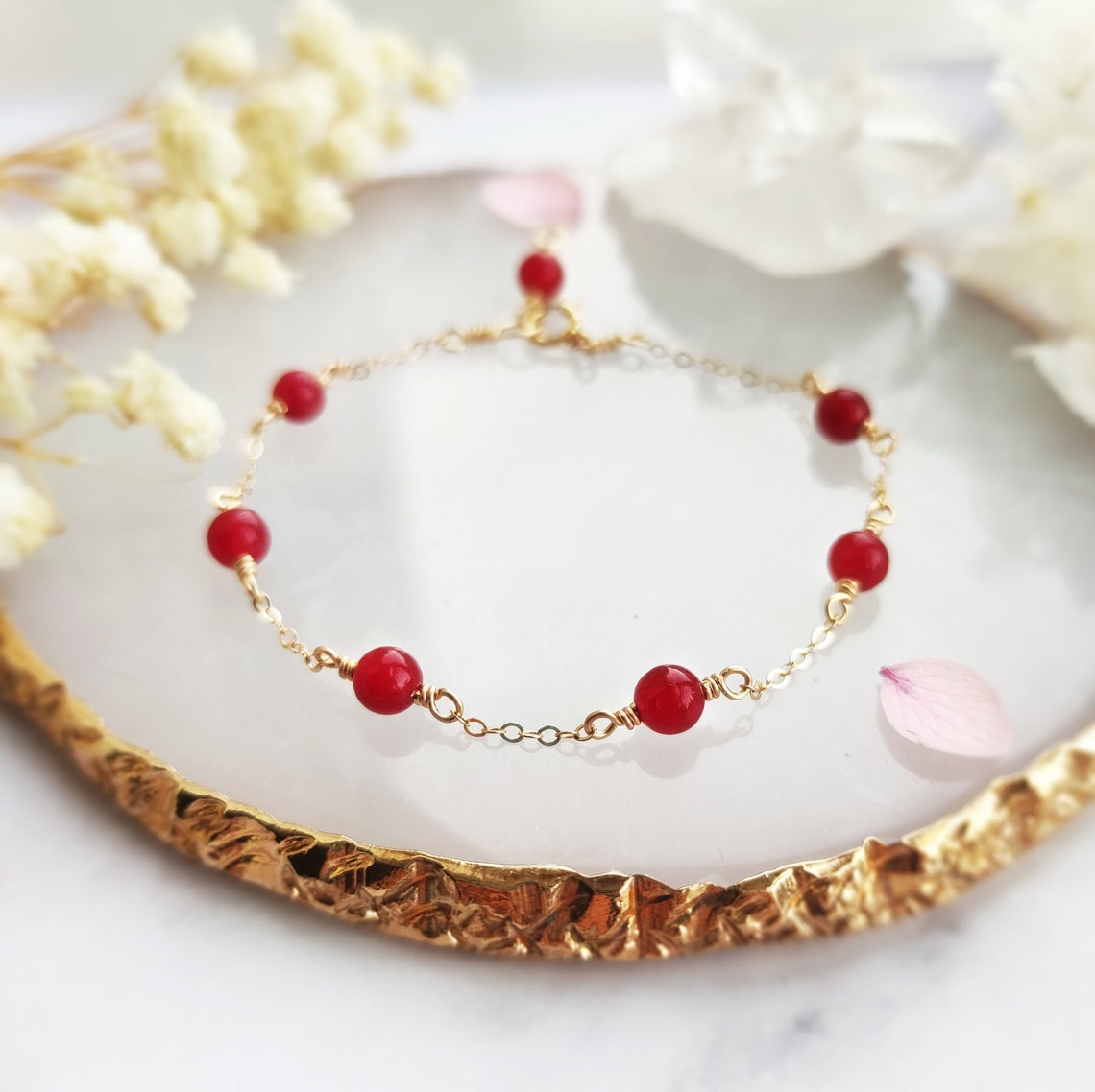 Ruby Satellite Bracelet 14K Gold Filled