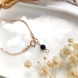 Black Tourmaline Bracelet 14K Gold Filled, Rose Gold Filled, Sterling Silver Layering Bracelet, Single Stone Empath Protection Bracelet image 6