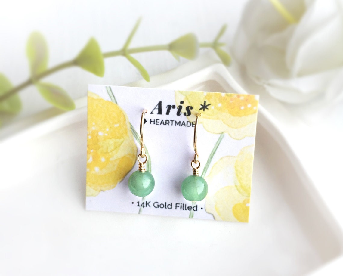 Small Jade Ball Dangle Earrings