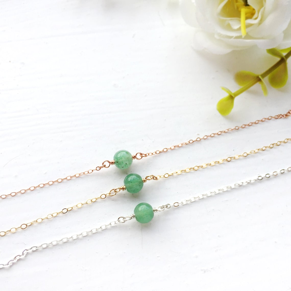 Delicate Jade Chain Bracelet
