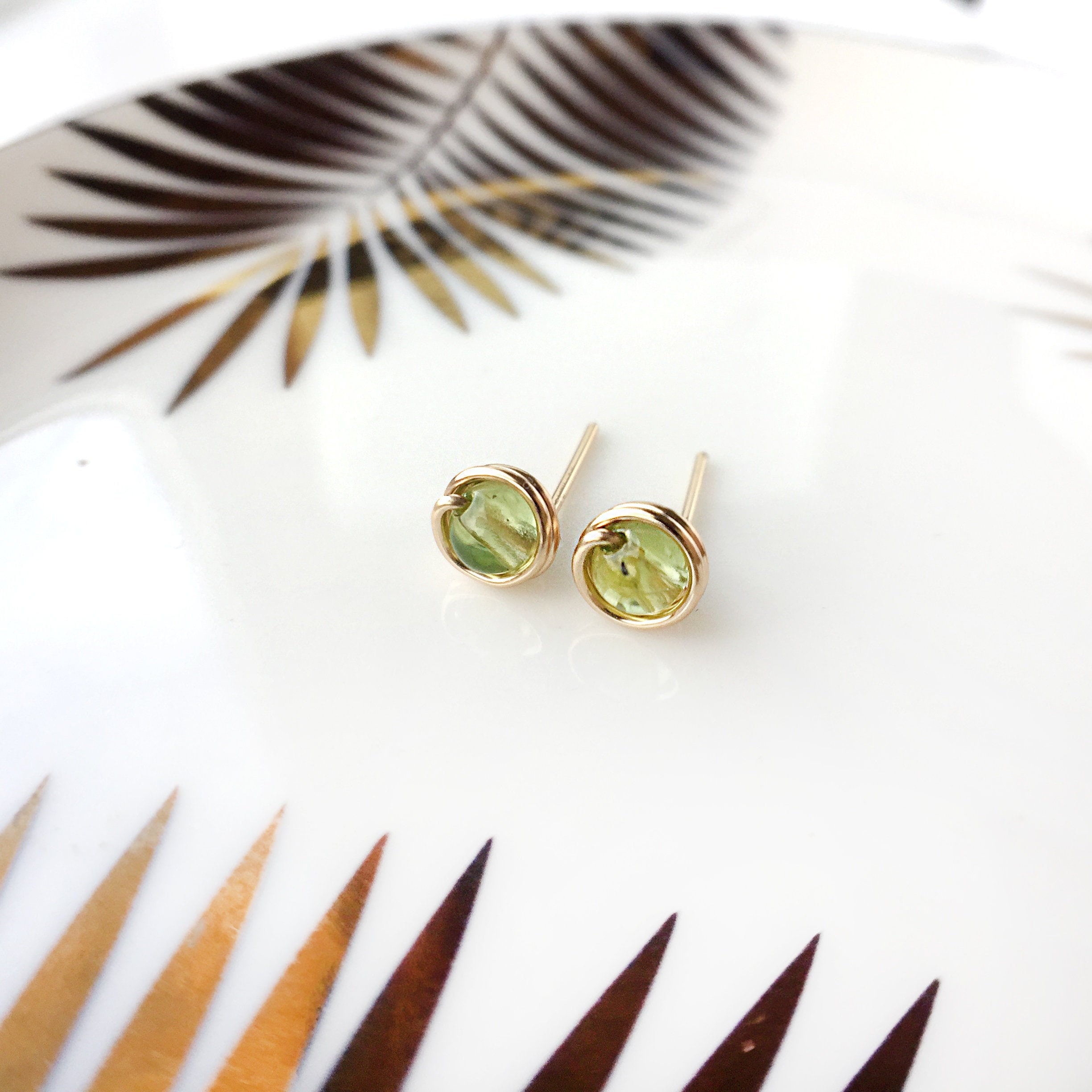 Tiny Peridot Stud Earrings