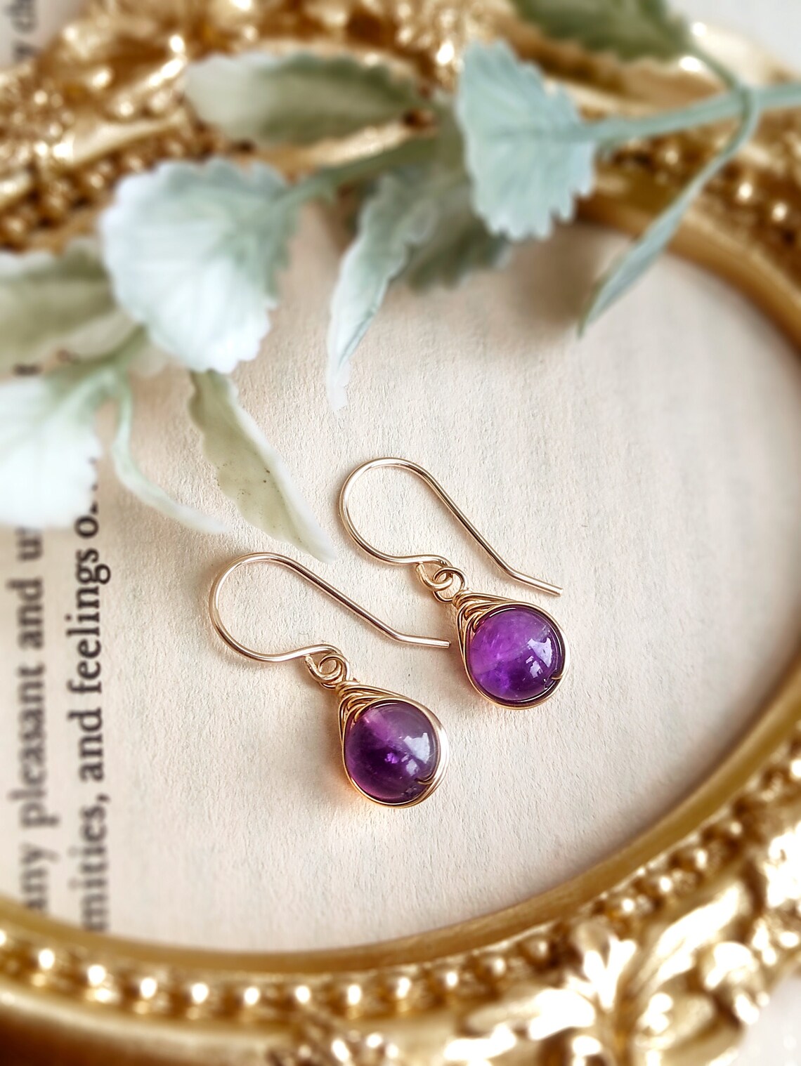 Amethyst Dangle Earrings (6mm) 14K Gold Filled