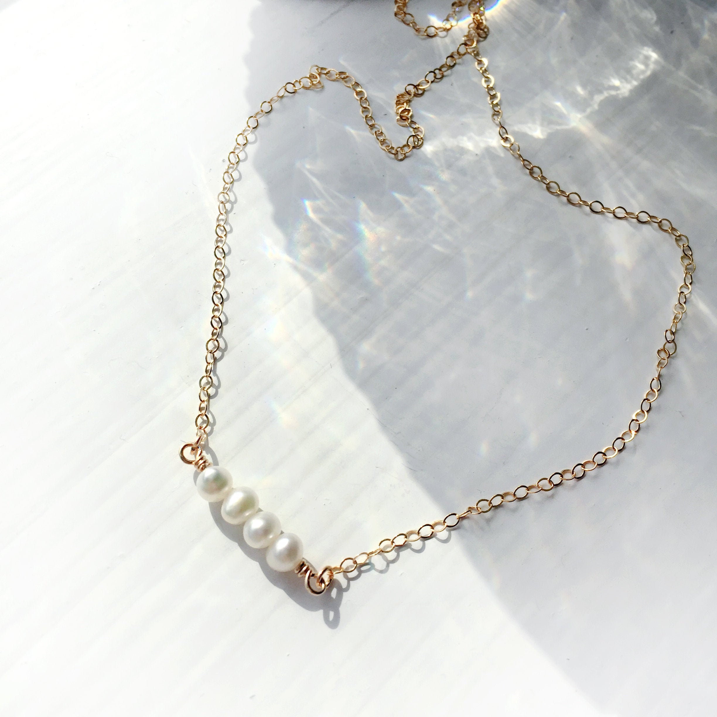 Dainty Pearl Bar Necklace
