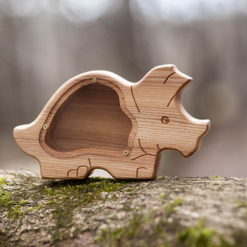 Dinosaur wooden piggy banks for kids dinosaur bank child Etsy