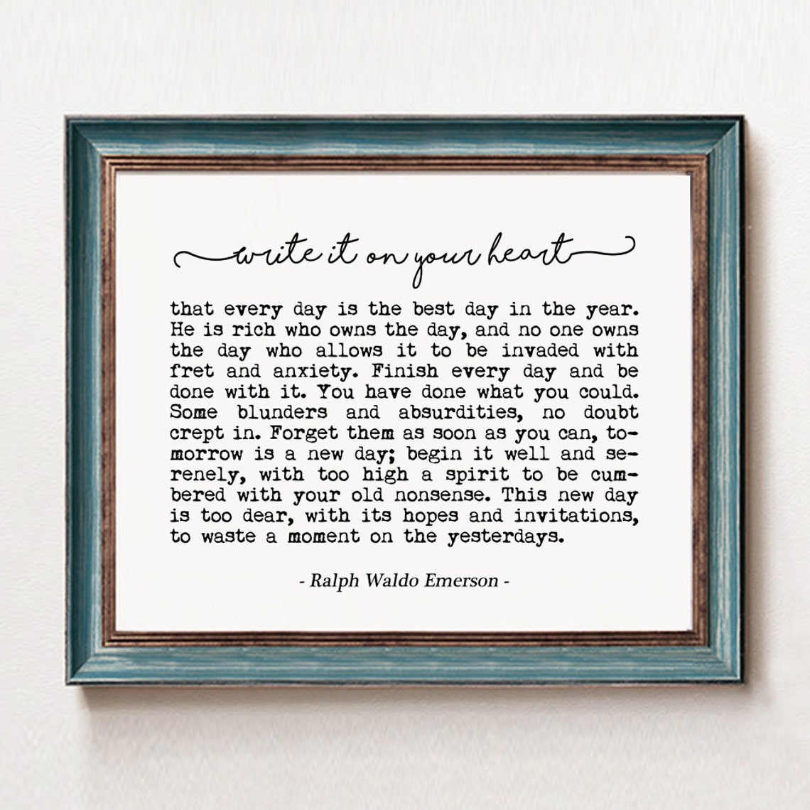 Write It on Your Heart Ralph Waldo Emerson Quote Book Page | Etsy