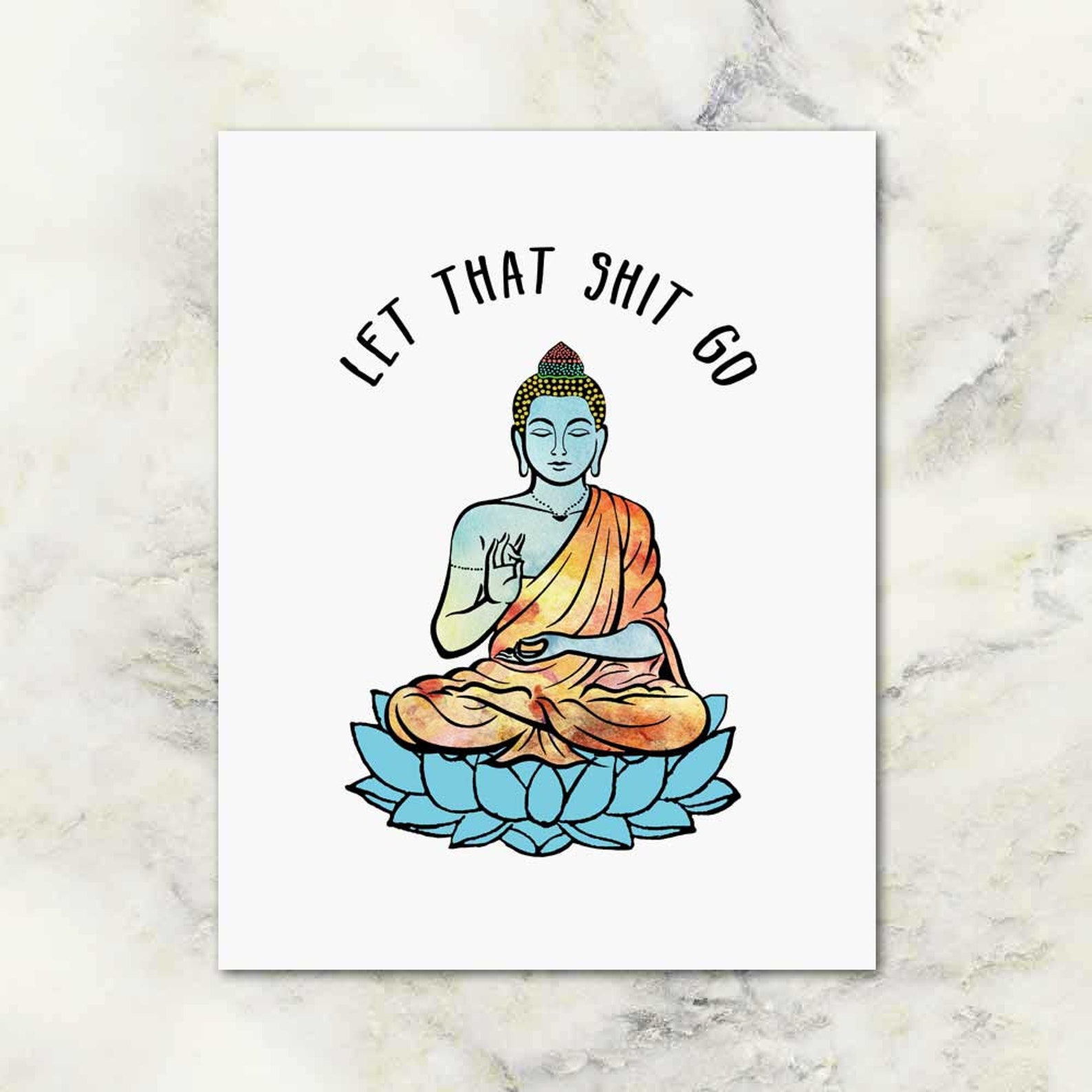 Let That Shit Go Art Print Buddha Wall Art Meditating Poster | Etsy