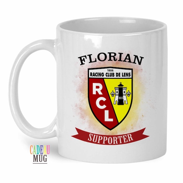 Mug RC LENS personnalisé | Idée cadeau noel | Fan de foot | Cadeau football | Cadeau anniversaire | Supporter Racing Club de Lens