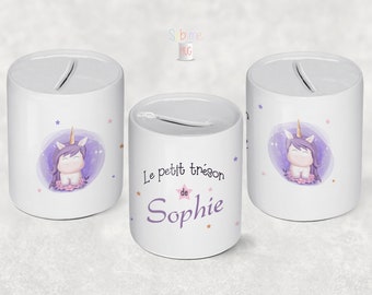 TIRELIRE LICORNE personnalisée prénom | Tirelire personnalisée | Idée cadeau enfant | Cadeau motif licorne | Cadeau personnalisé enfant