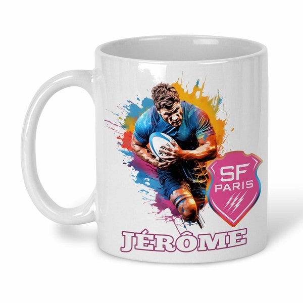 Mug personnalisé Rugby Stade Français avec prénom - Tasse SF paris - Top 14 - Fan de Rugby - Supporter - Supportrice