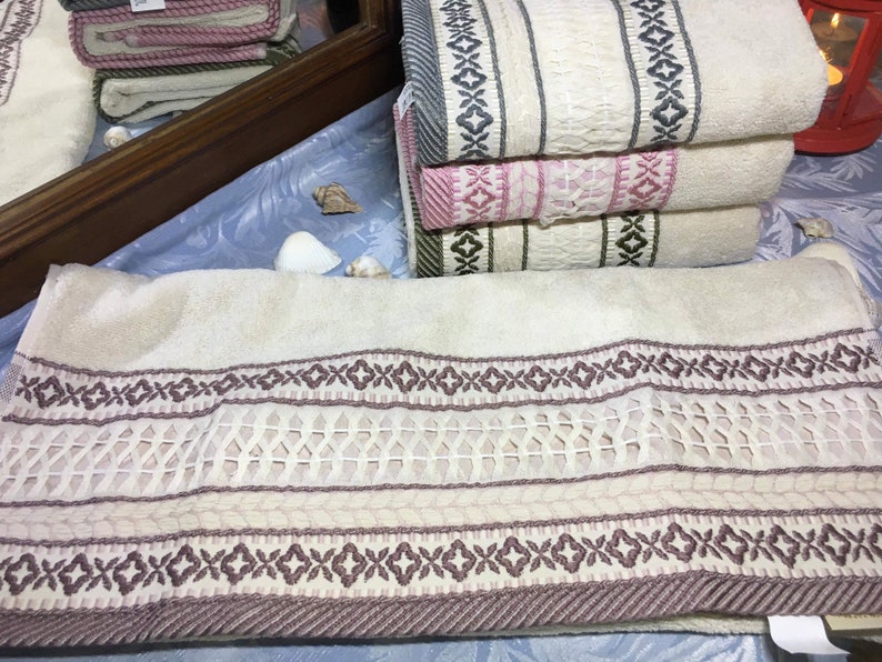 Bathroom Hand Towel, Brown, Made in Turkey, Unique Designs, 100 Cotton