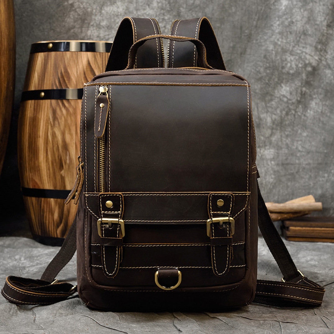 black leather backpack