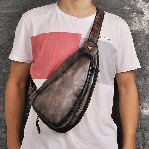 Mens Leather Crossbody Bag Shoulder Sling Bag Casual Daypacks - Etsy
