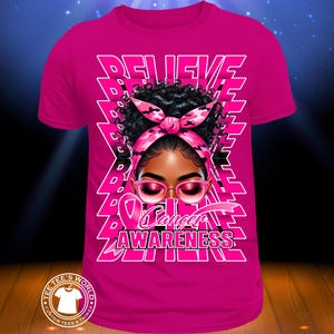 Melanin Afro Woman Cancer Awareness PNG: Sublimation & DTF Design (Digital Download)