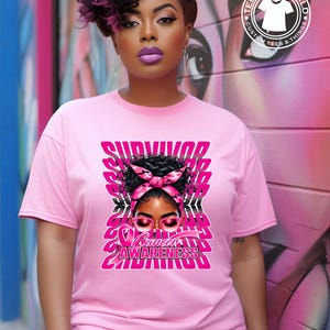 Afro Curly Messy Bun Survivor - Cancer Awareness PNG - Black Woman Sublimation Design (Digital Download)
