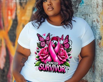 Pink Ribbon Cancer Survivor PNG - Inspirierende Grafik (Digitaler Download)