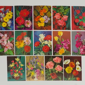 14 piezas de postales vintage con motivos florales como se muestra