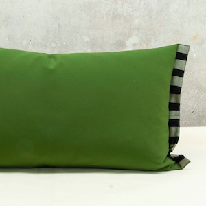 Cushion made of softshell, olive green or wool fabric in petrol