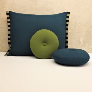 Pillow TRIO, petrol and olive, 3 matching pillows, all filled