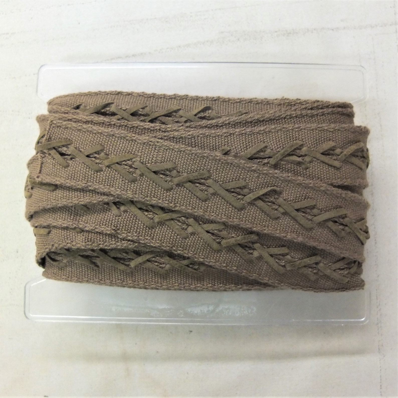 Brown Ribbon With Braided Leather Stripe Etsy