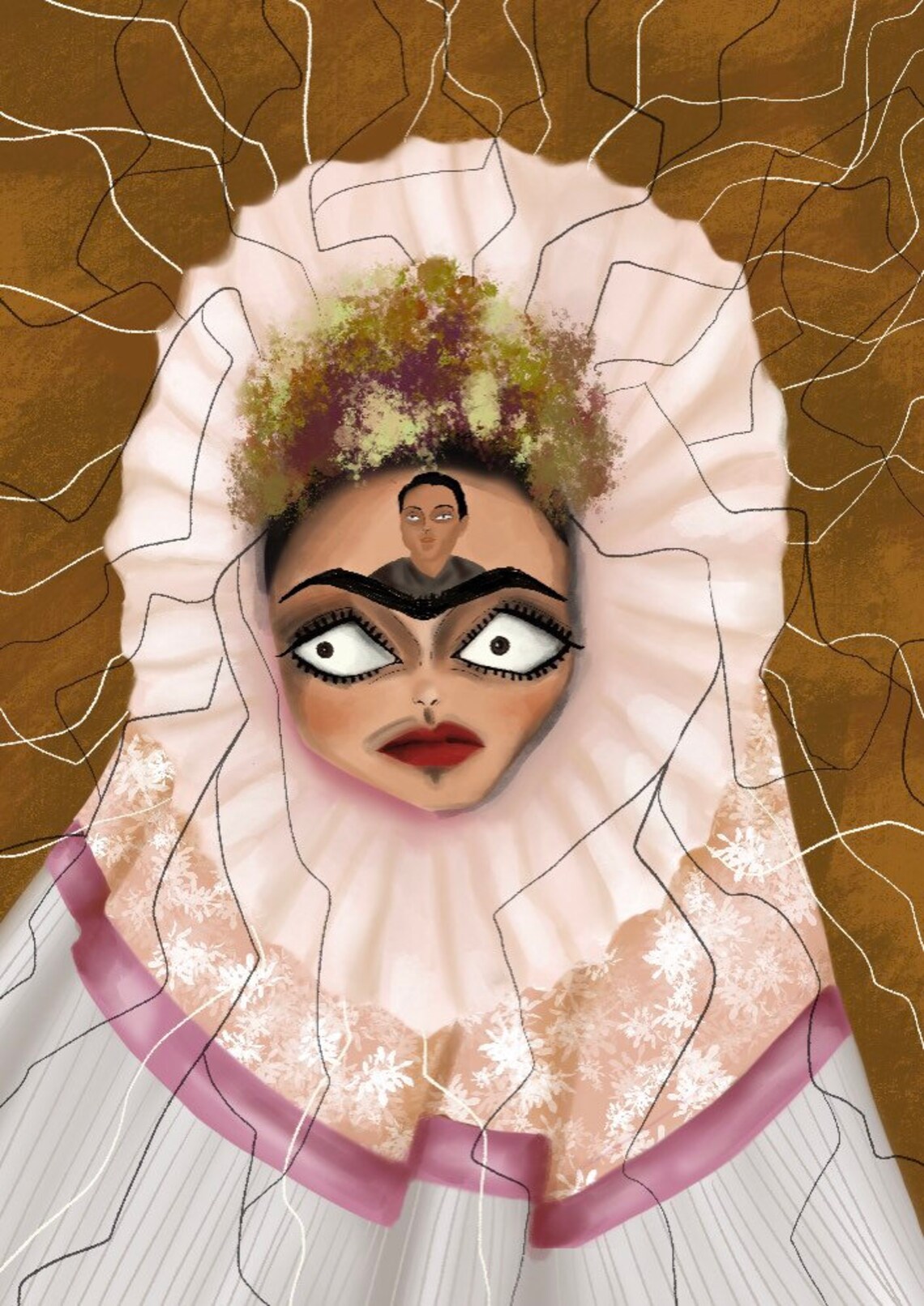 Frida Khalo autorretrato como tehuanailustración arte Etsy España