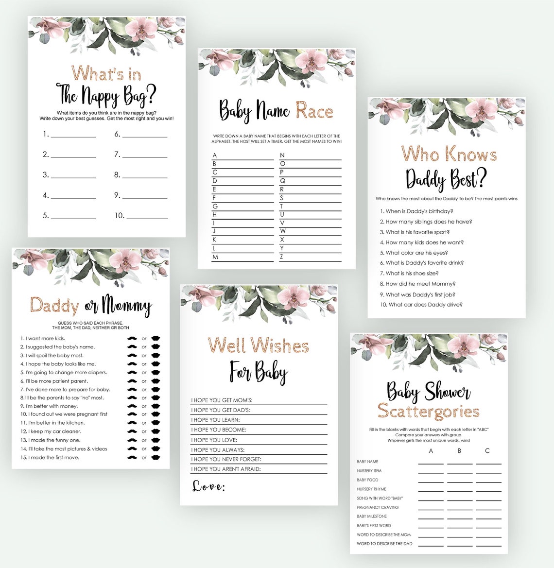 Baby Shower Games Baby Food Baby Shower Games Printable Baby Etsy