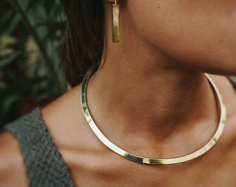 Simple Choker, Brass Chain, Gold Choker, NICKEL FREE / LEAD FREE, Elegant CHOKER, Simple Necklace, Stiff Neck Ring, Lightweight