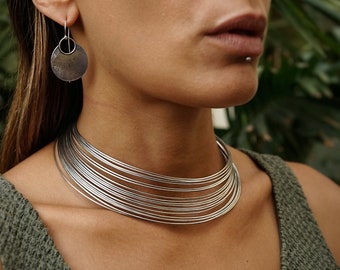 African Choker, Silver Plated Chain, NICKEL FREE / LEAD FREE, Maasai Necklace, Silver CHOKER, Elegant Silver Chain, Wire Jewelry