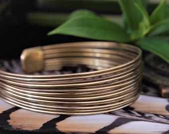 Golden bangles, Brass bracelet, NICKEL FREE, Rigid bangles, Wire jewelry, Elegant bracelet, Indian jewelry, African jewelry