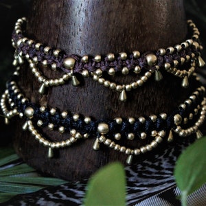 Macramé Anklet, Indian Anklet, BROWN & BLACK, NICKEL-FREE, Beach Jewelry, Brass Beads, Handmade, Macramé Jewelry, Boho