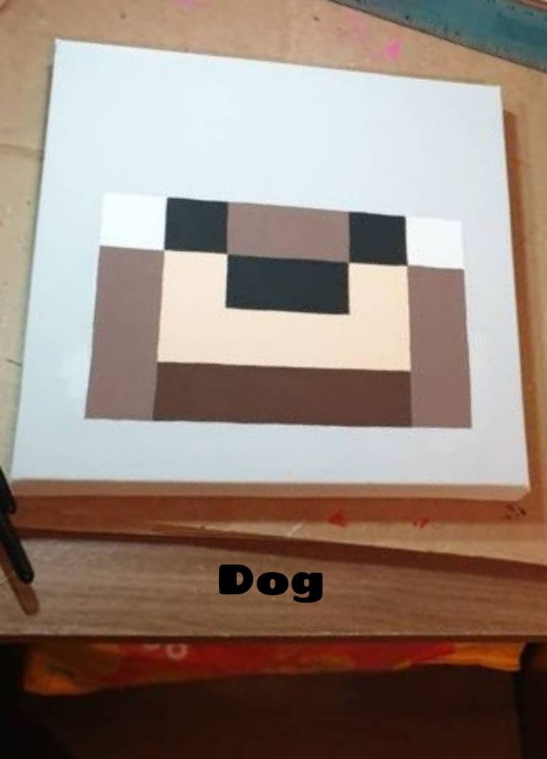 Minecraft Canvas Hand Painted Minecraft Inspired Wall Art Etsy