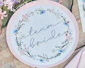Boho Bride, Team Bride Floral Hen Party, Eco Friendly Paper Plates x8