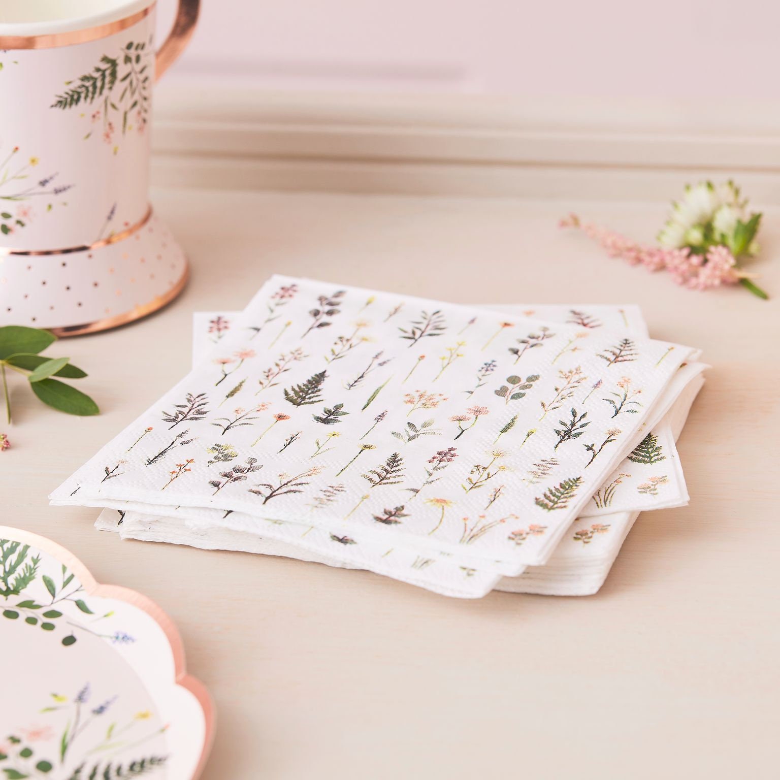 Tea Party Floral Paper Cocktail Napkins x16 Etsy