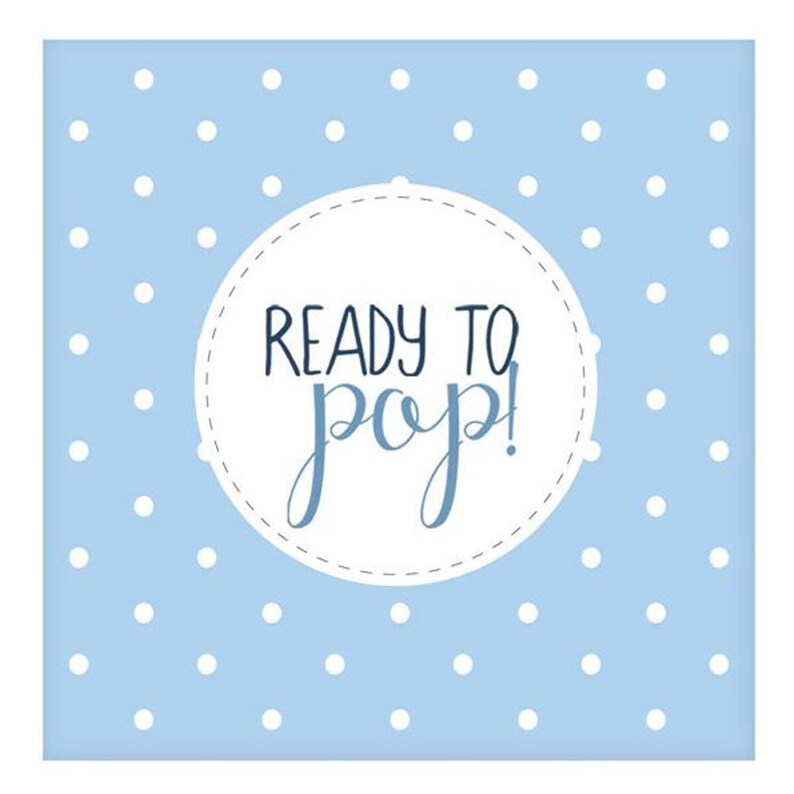 Ready To Pop Blue Spotty Baby Shower Paper Baby Boy Napkins x20