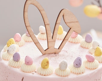 Wooden Bunny Ears Cake Topper