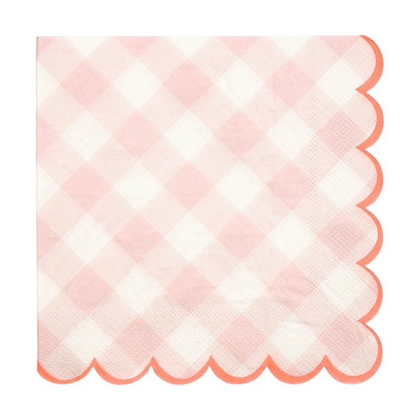 Pink & White Gingham Paper Napkins fiesta de cumpleaños baby Etsy
