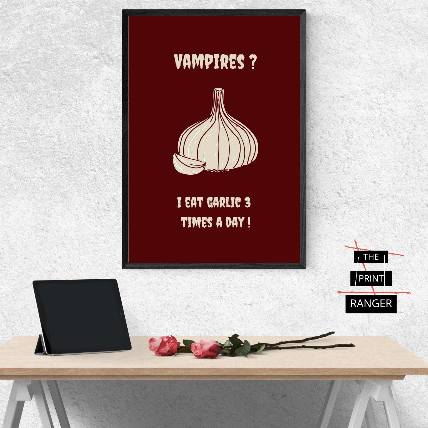 Garlic Vs Vampires Art Print Printable Wall Art Art Prints Etsy