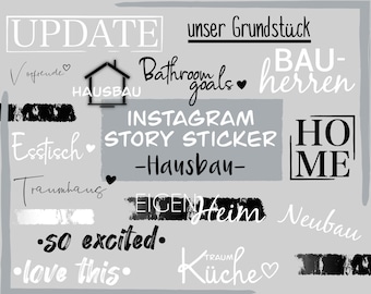 Instagram Stories Stickers | house building, house | 80 pieces | Font, Design Elements, Backgrounds| black-and-white