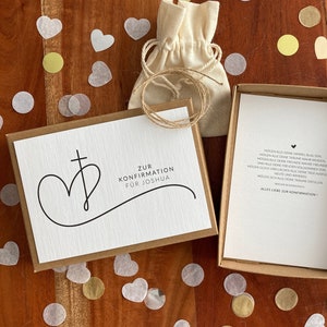 Gift packaging - cross heart - | | Gift Box Gift for Confirmation Communion | Cash gift | personalized with name