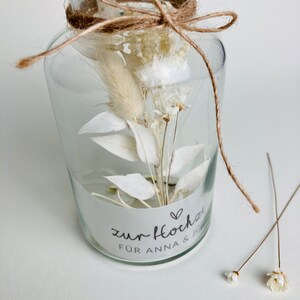 Gift jar large creamy flower Gift wrapping Wedding gift Money gift beige dried flower bouquet personalized image 5