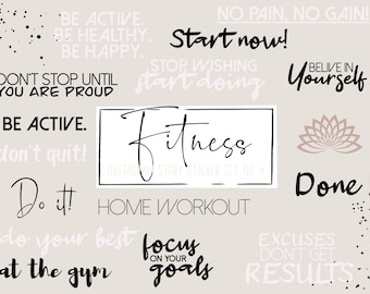 Instagram Story Sticker | Fitness, Sports, Gym | 100 pieces | Font, Design Elements, Backgrounds, Symbols, Frame | beige, neutral, cream