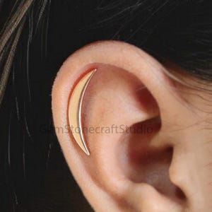 Cartilage Earring Crescent Moon Helix Earring Silver Minimalist Stud Piercing Dainty Jewelry Ear Cuff Earring Rose Gold Ear Cuff GR412