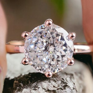 Antique 2.00 CT Portuguese Cut Colorless Moissanite Solitaire Ring Engagement Ring Vintage Rose Gold Wedding Ring Anniversary Gift Ring GR97