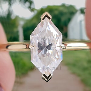 1.20 CT Dutch Marquise Cut Colorless Moissanite Ring Marquise Solitaire Engagement Ring 14K Solid Gold V Prong Set Ring For Beloved GR46
