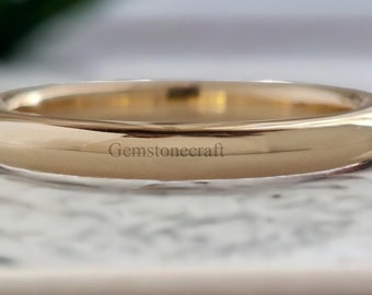 Comfort Fit Solid Gold Band | Matching Wedding Band | Stackable Band | 10k/14k/18k Solid Gold Band | Anniversary Gift , Designer Band GR72