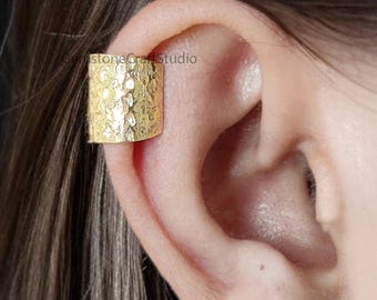 Pendiente de oreja de plata de ley martillada de 12 mm, pendiente de oreja de plata de ley martillada, pendiente de oreja ancho, pendiente de oreja de oro amarillo GR432