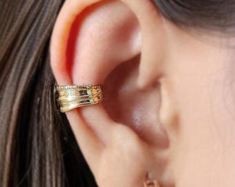 Thick Irregular Ear Cuff Earring Conch Ear Cuff Sterling Silver Ear Cuff Simple earring Yellow Gold Ear Wrap Cuff GR448