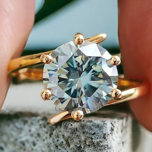 Round Solitaire Engagement Ring 1.70 CT Round Blue Moissanite Ring Contemporary Tension Set Ring Wedding Ring Anniversary Gift Ring GR88