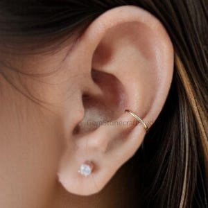 Dainty Single Band Smooth Silver Conch Ear Cuff Earring minimalist-style earring Yellow Gold Ear Wrap Cuff GR410