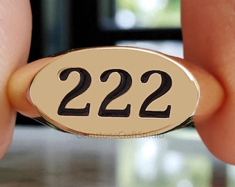 Angel Number 111 777 888 Gold Ring with Free Numerology Reading Report Lo Shu Grid Name Compatibility Custom Lucky Number Silver Ring GR586