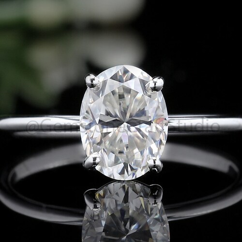 1.31 TW Oval Cut Moissanite Diamond shops Engagement Wedding Ring 14K White Rose Yellow Gold Silver Gift Bridal Ring GR448